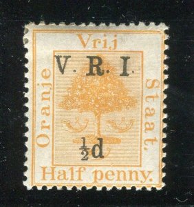 ORANGE FREE STATE;  1900 early V.R.I. surcharge Mint hinged 1/2d value, Variety