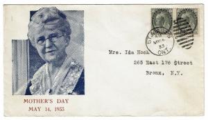 Canada SC# 74, pair on a 1933 Mother's Day Cover - Z383