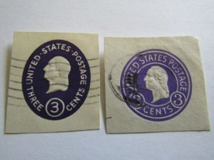 US Stamps-History,Envelopes Stamps Cut/out, set of 2 Stamps used, Mix Conditions