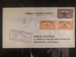 1929 Colon Panama First Flight Cover FFC To Asuncion Paraguay Via Argentina