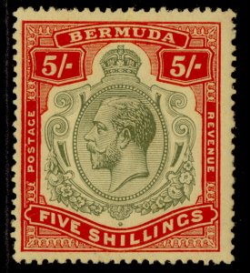 BERMUDA GV SG53, 5s deep green & deep red/yellow, M MINT. Cat £75.