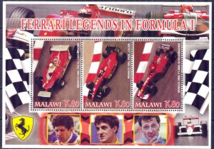 Malawi 2005 Racing Cars Ferrari Legends in Formula -1 ( II ) Sheet MNH