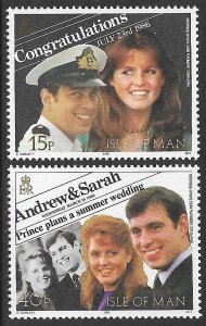 GB ISLE OF MAN 1986 Prince Andrew Wedding Set Sc 314-315 MNH