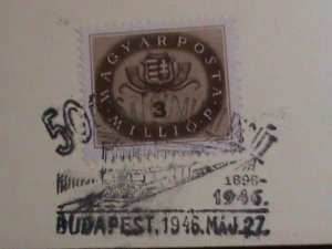 ​HUNGARY-1946- 76 YEARS OLD- STAMP PROOF CARD WITH STAMP-VF-HARD TO FIND