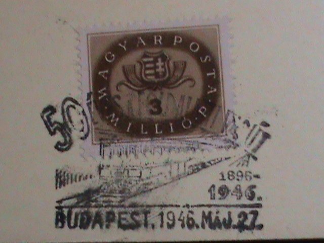 ​HUNGARY-1946- 76 YEARS OLD- STAMP PROOF CARD WITH STAMP-VF-HARD TO FIND