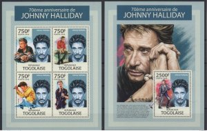 2013 Togo Johnny Hallyday Official Sheet & Block New-