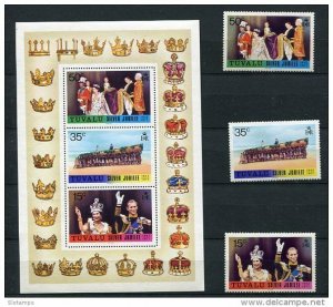 Tuvalu 1977 Sc 43-5 45A MNH Sheet+Stamps  Quenn Elizabeth II Silver Jubilee