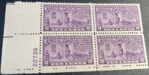 U.S.# E15-MINT NEVER/HINGED--L L PLATE # BLOCK OF 4--SPECIAL DELIVERY--1927