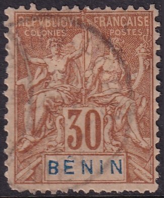 Benin 1894 Sc 41 used rounded lower left corner