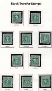 Scott RD313-322, 1c-80c values, Series of 1950, MNG, Stock Transfer, USA Revenue