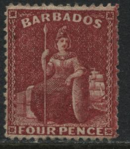 Barbados 1875 4d scarlet unused no gum