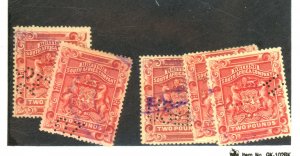 RHODESIA #17 (5) USED FVF PERF INITIALS REV CANCEL Cat $113