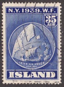 1939 Iceland Island Sc#214 - 35 Aur New York World's Fair. Used stamp Cv$9.75