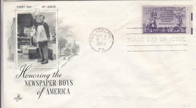 1952, Honoring Newspaper Boys of America, Artcraft, FDC (D13076)