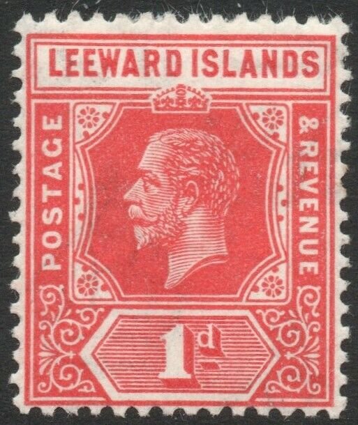 LEEWARD ISLANDS-1931-32 1d Bright Scarlet Die I Sg 83 hinge remainder MM V42899