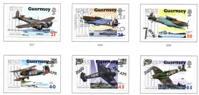 Guernsey Sc 713-8 2000 Battle of Britain stamp set used