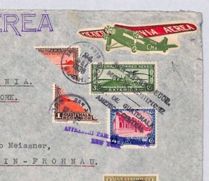 GUATEMALA Air Mail Cover San Antonio Suchitepéquez GERMANY via USA 1936 YU134
