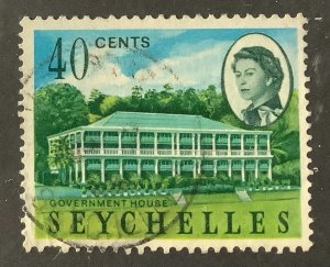 Seychelles 1962-69 Scott 204 used - 40c, Queen Elizabeth II & Government house