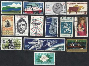 United States #1323--1337 1967 Commemoratives. 15 stamps total. Used.