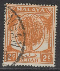 MALAYA KEDAH SG77 1950 2c ORANGE FINE USED