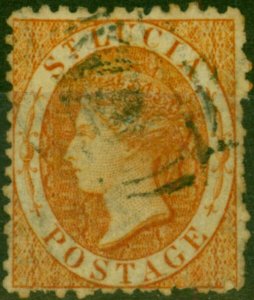 St Lucia 1864 (1s) Orange SG14b Fine Used (3)