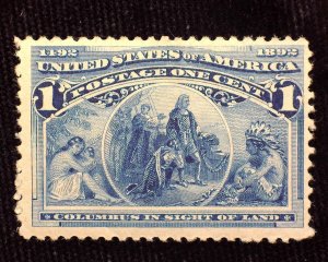 HS&C: Scott #230 1 Cent Columbian Fresh Mint VF LH US Stamp