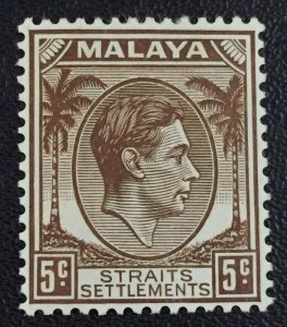 Malaya Straits Settlements 1937 KGVI 5c Die II MLH SG#297 M3612