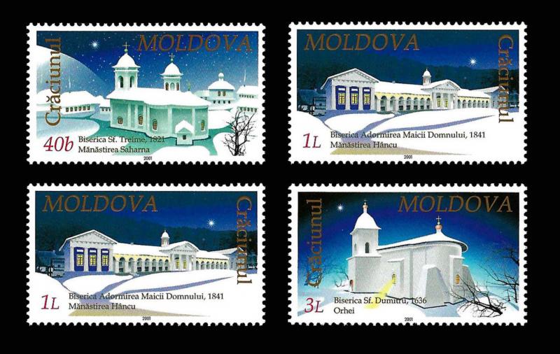 Moldova 2001 Christmas Monastery Architecture 4 MNH stamps