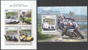 HM0936 2018 CENTRAL AFRICA MOTORCYCLES ISLE OF MAN TT RACE #7912-5+BL1782 MNH