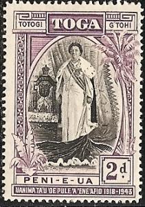 Tonga  83 Mint OG 1944 2p Queen Salote Accession 25th Anniv