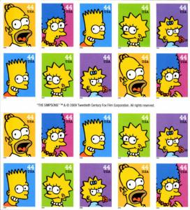 2009 44c The Simpsons Television Show, Booklet of 20 Scott 4399-4403 Mint VF NH