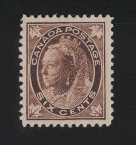 Canada Sc #71 (1897) 6c brown Victoria Maple Leaf Mint VF H