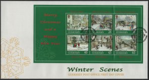 Guernsey 2000 FDC Sc 725a Snow-covered churches Christmas Sheet