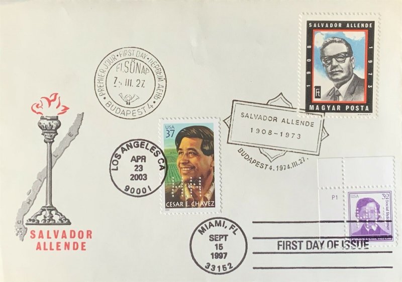 HNLP Hideaki Nakano 3781 Caesar Chavez on Hungry Salvador Allende FDC