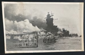 1941 Montevideo Uruguay RPPC Postcard Cover To Chicago iL Usa Sunk Of A Battlesh