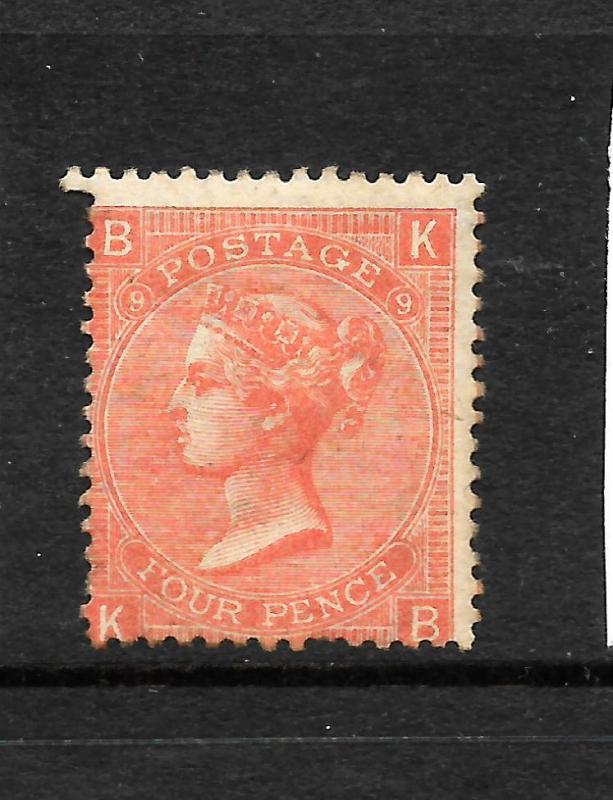 GREAT BRITAIN  1865-67  4d    QV   MLH  WMK INV  PLATE 9  SG 94a