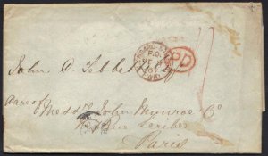 UNITED KINGDOM-G.B. 1867 STAMPLESS FOLDED LETTER LOMBARD STATION PAID & PD