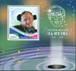 CONGO - 2018 - Tribute to Stephen Hawking - Perf Souv Sheet #1 - MNH