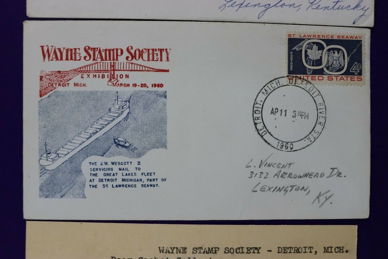 Wayne Stamp Society Exhibition Detroit MI 25 Yrs SS In America 1960 Cachet Cover