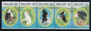 Malawi # 418, Fish Eagles, Strip of 5, NH, 1/2 Cat.