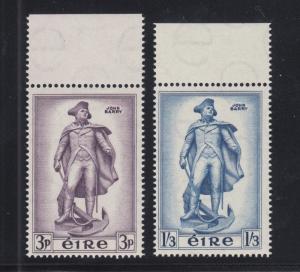 Ireland Sc 155-156 MNH. 1956 Statue of John Barry Matched Sheet Margin set