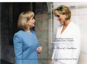 Comoro Islands 1997 PRINCESS DIANA & HILARY CLINTON s/s Perforated Mint (NH)