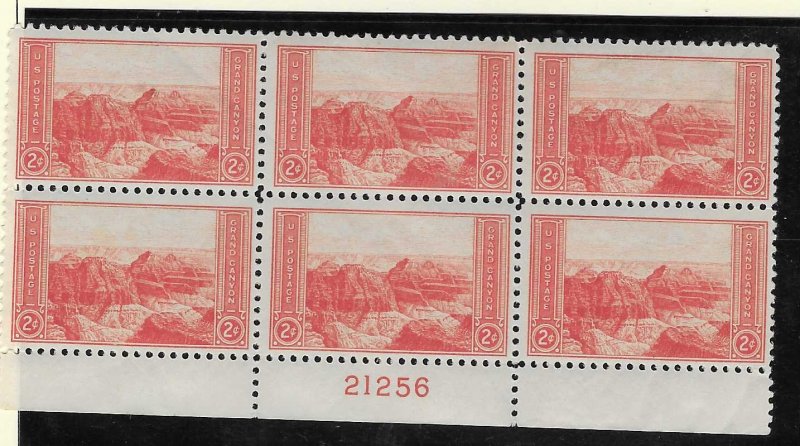 US#741 2c  National Parks Issue plate block of 6  (MNH) CV $3.00