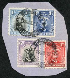 Southern Rhodesia SG2 SG5 SG7 and SG10 used on Piece