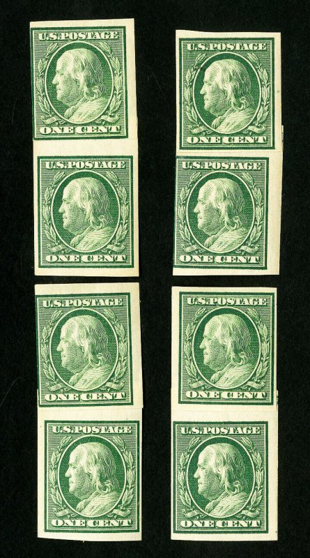 US Stamps # 383H F 4 paste up pairs OG NH Scott Value $200.00