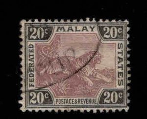 Federated Malay States Scott 66a used Tiger stamp on ordinary paper