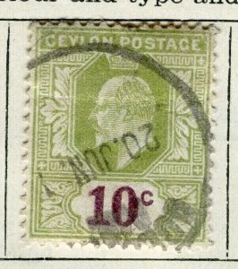 CEYLON; 1910 early Ed VII issue fine used 10c. value