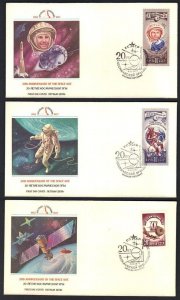 RUSSIA 1970's TEN SPACE FDC's WITH COLORFUL CACHETS