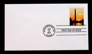 US STAMP Sc# 3473 FDC 2001 FIRST DAY COVER WASHINGTON MONUMENT $12.25 STAMP 