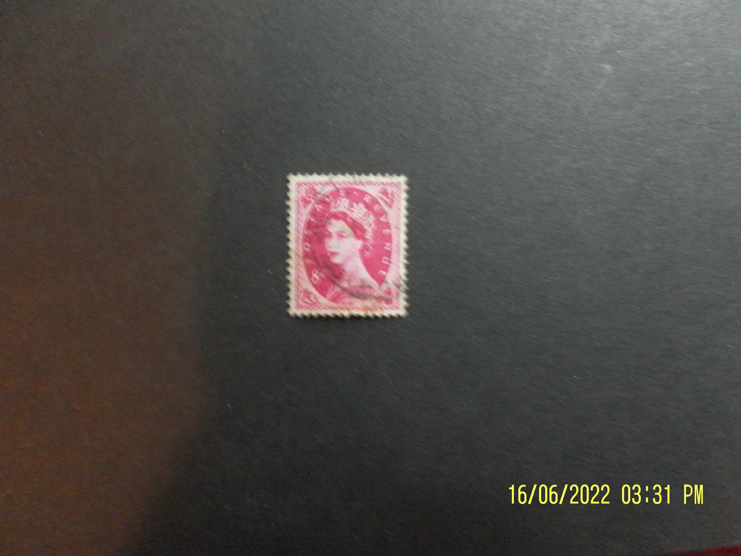 GB Queen Elizabeth II Postage Stamp 8d , used, franked, Ex, PINK